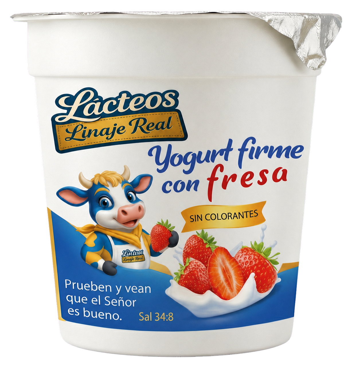 Presentación individual de 160 gramos de yogurt firme con fresa Lácteos Linaje Real